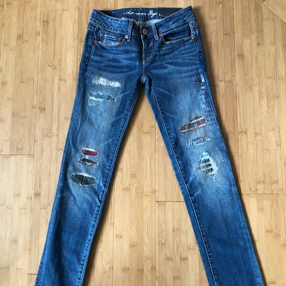 American Eagle Skinny Jeans: Patchwork/plaid - Picture 1 of 7